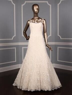 ROMONA KEVEZA RK5452 Sleeveless Illusion Lace Wedding Dress D. White Blush Aline